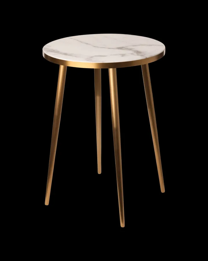 Polspotten Marble Look & Gold Feet Side Table- Side Tables