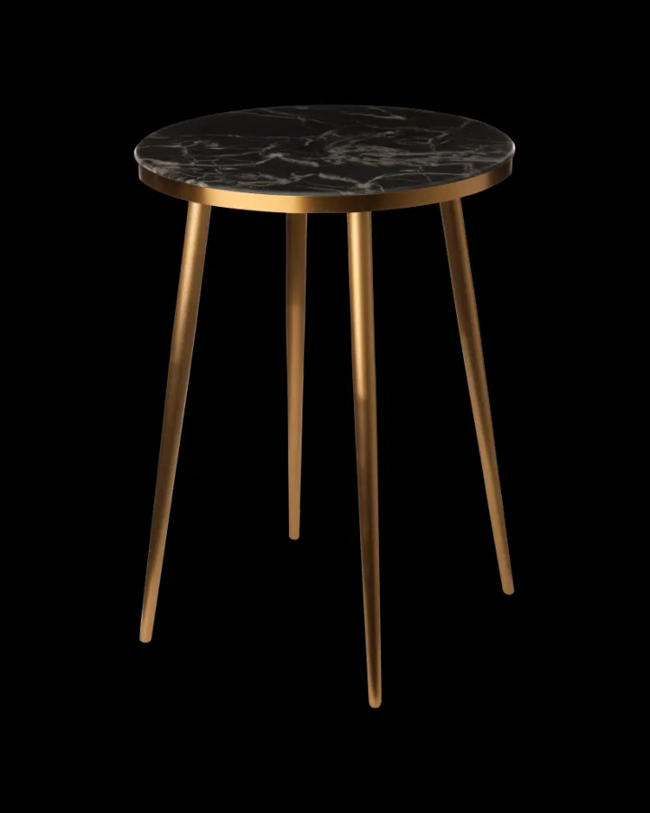 Polspotten Marble Look & Gold Feet Side Table- Side Tables