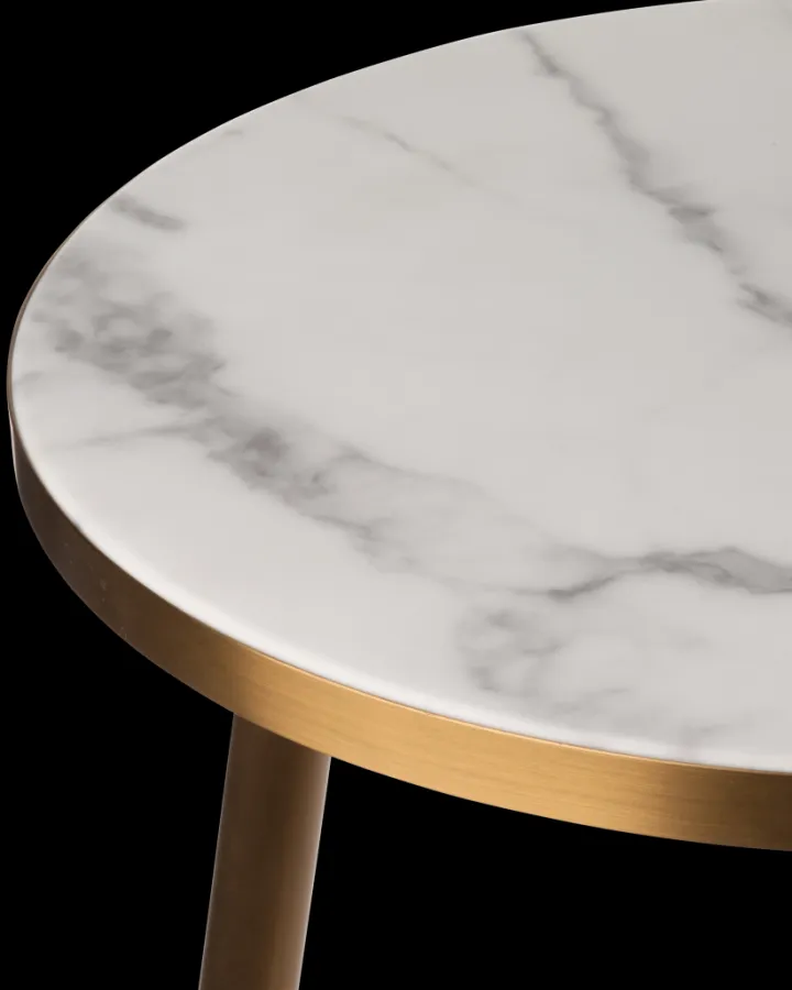 Polspotten Marble Look & Gold Feet Side Table- Side Tables