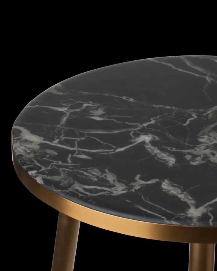 Polspotten Marble Look & Gold Feet Side Table- Side Tables