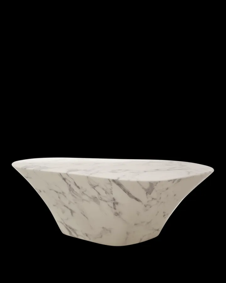 Polspotten Oval Marble Look Coffee Table- Side Tables | Coffee Tables