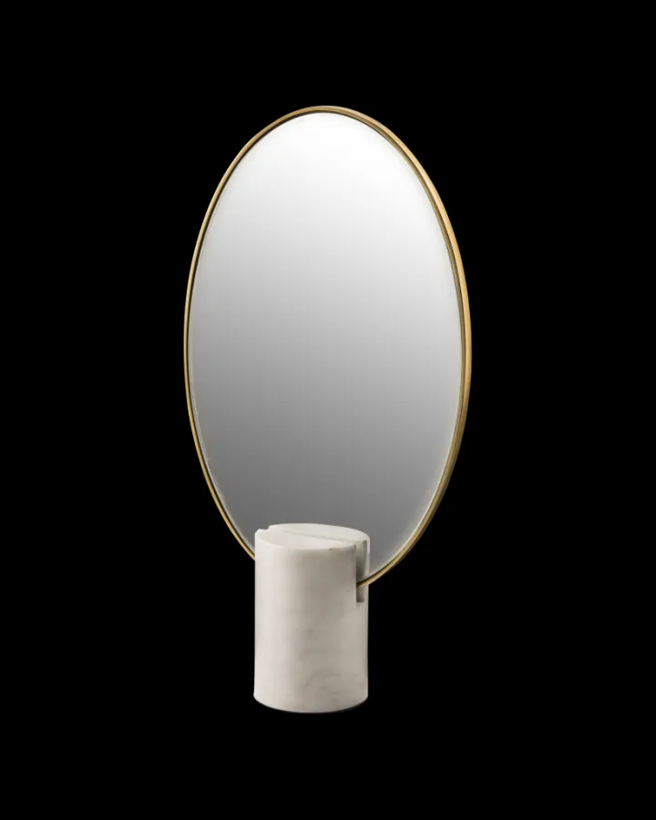 Polspotten Oval Mirror with Marble Base- Mirrors